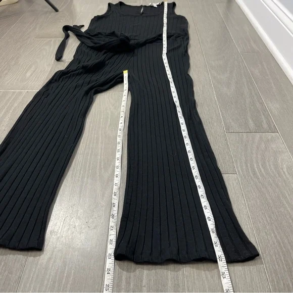 Amour Vert Briar Provence Rib Jumpsuit Black Size L Large Ankle Crop Minimalist - Picture 12 of 15